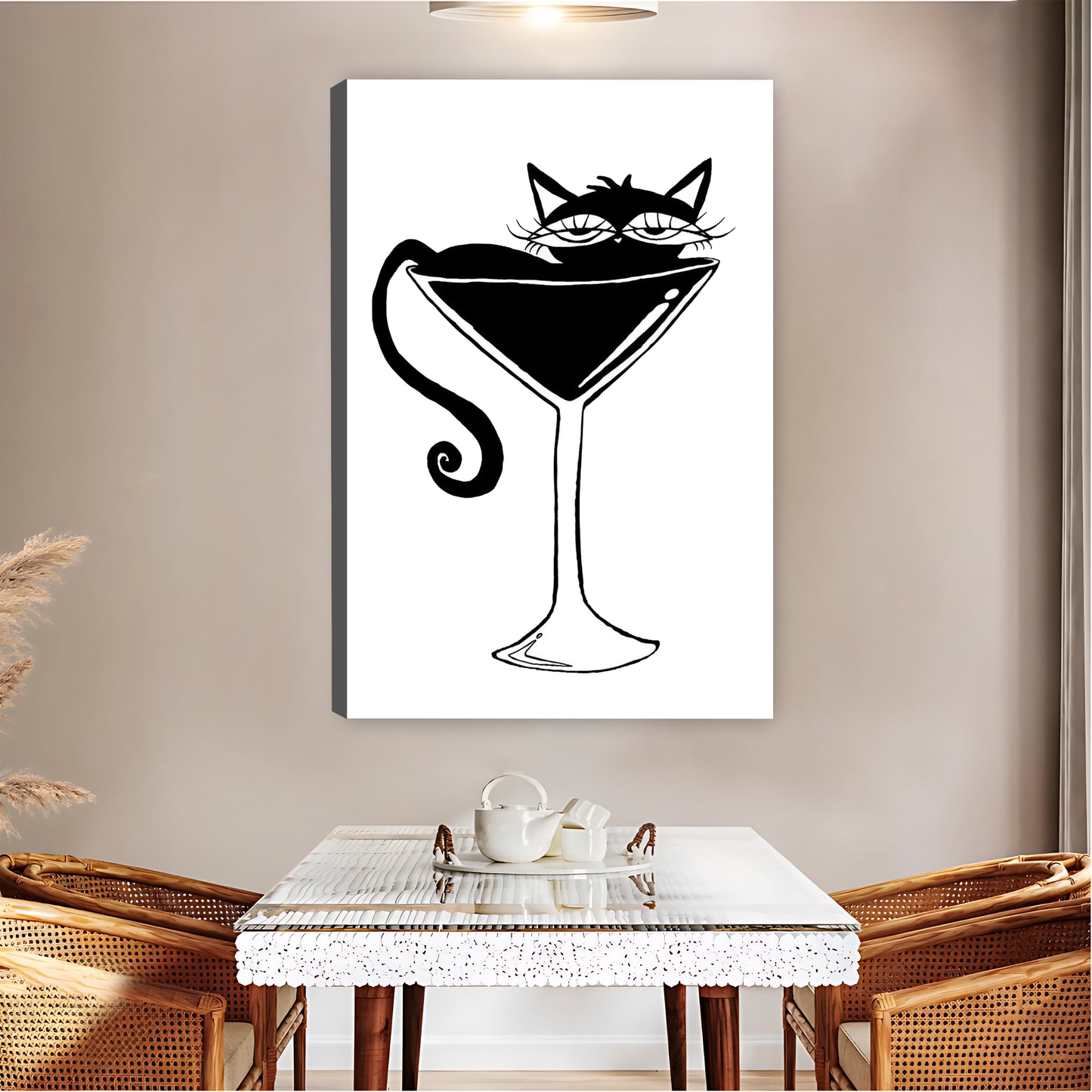 Black Cat in Martini Glass Retro Cocktail Wall Art| Liberty Signs #L1505