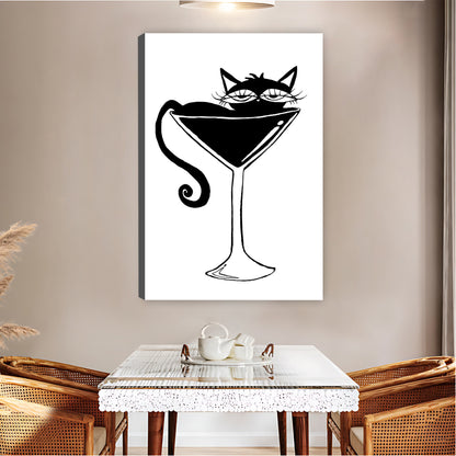 Black Cat in Martini Glass Retro Cocktail Wall Art| Liberty Signs #L1505
