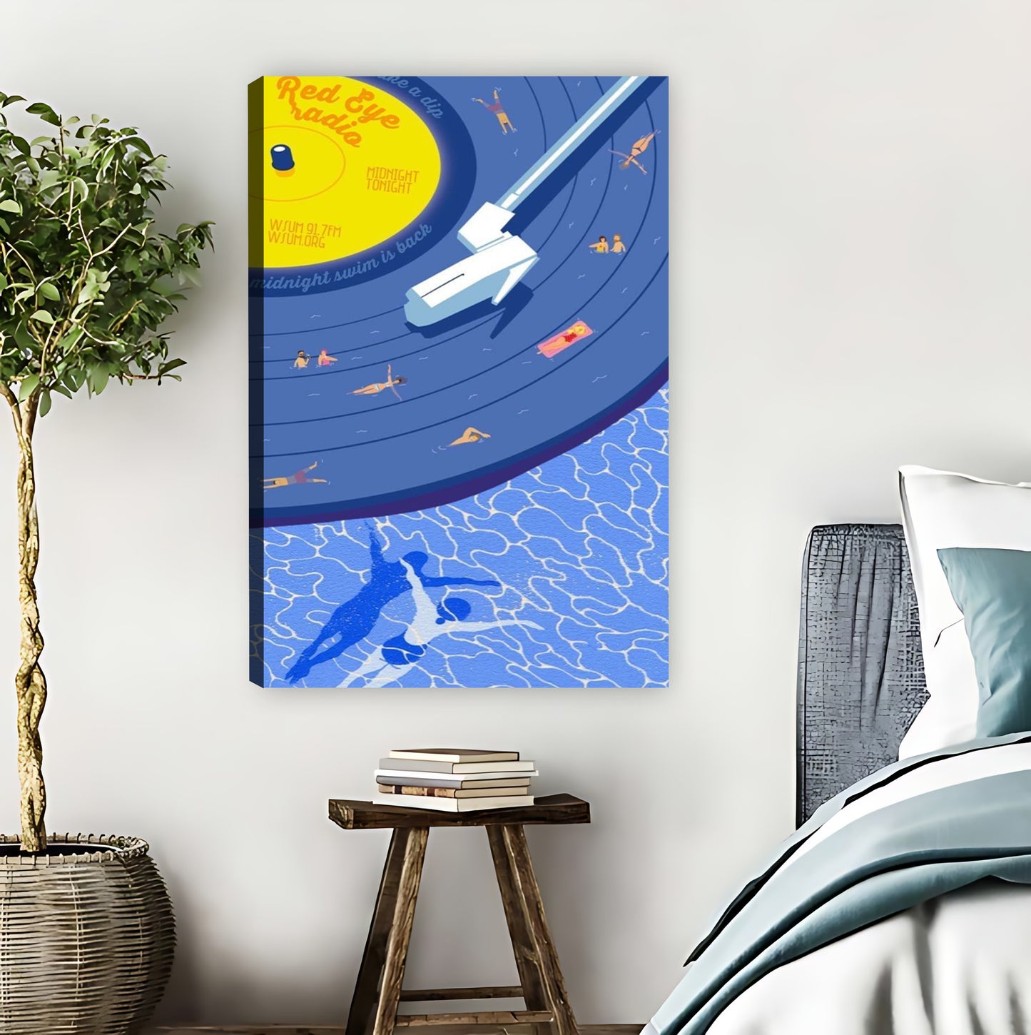 Retro Vinyl Record Surfing Illustration Wall Art|Liberty Signs #L858