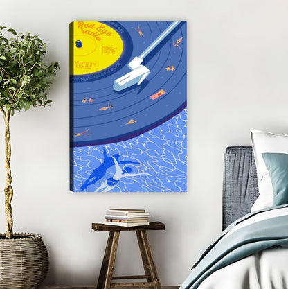 Retro Vinyl Record Surfing Illustration Wall Art|Liberty Signs #L858