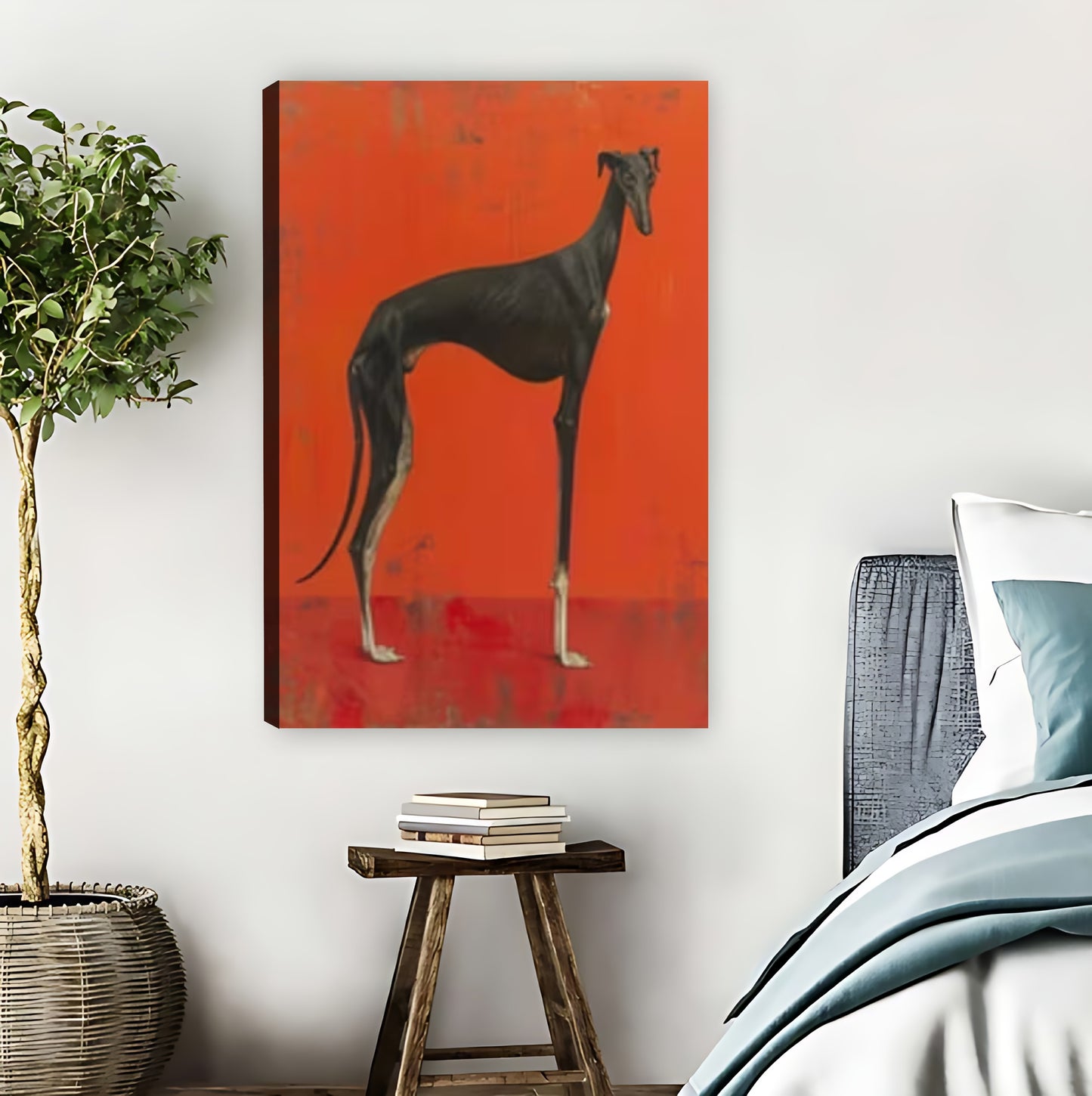 Elegant Greyhound on Red Background Art Print| Liberty Signs #L1609