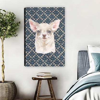 Cute Chihuahua on Patterned Background Art Print| Liberty Signs #L1536