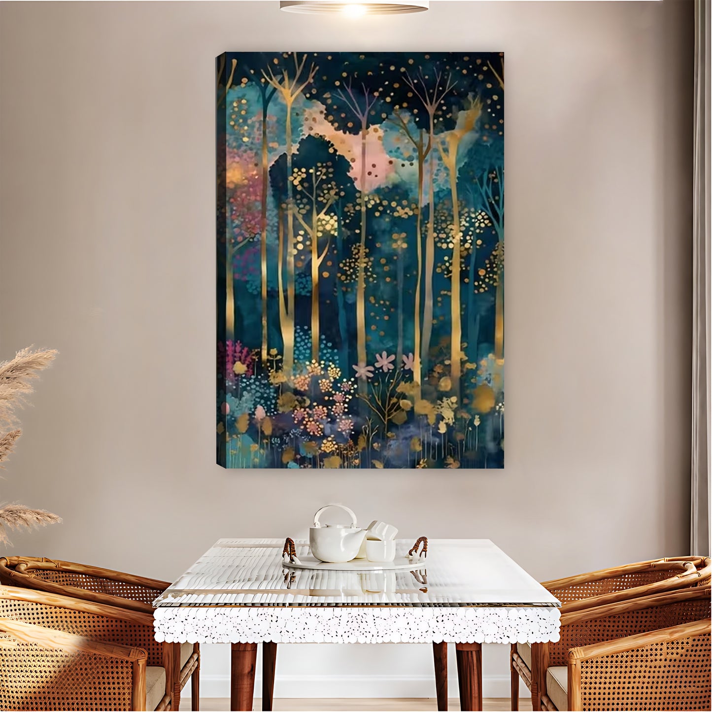 Whimsical Enchanted Forest Golden Trees Wall Art Print| Liberty Signs #L1572