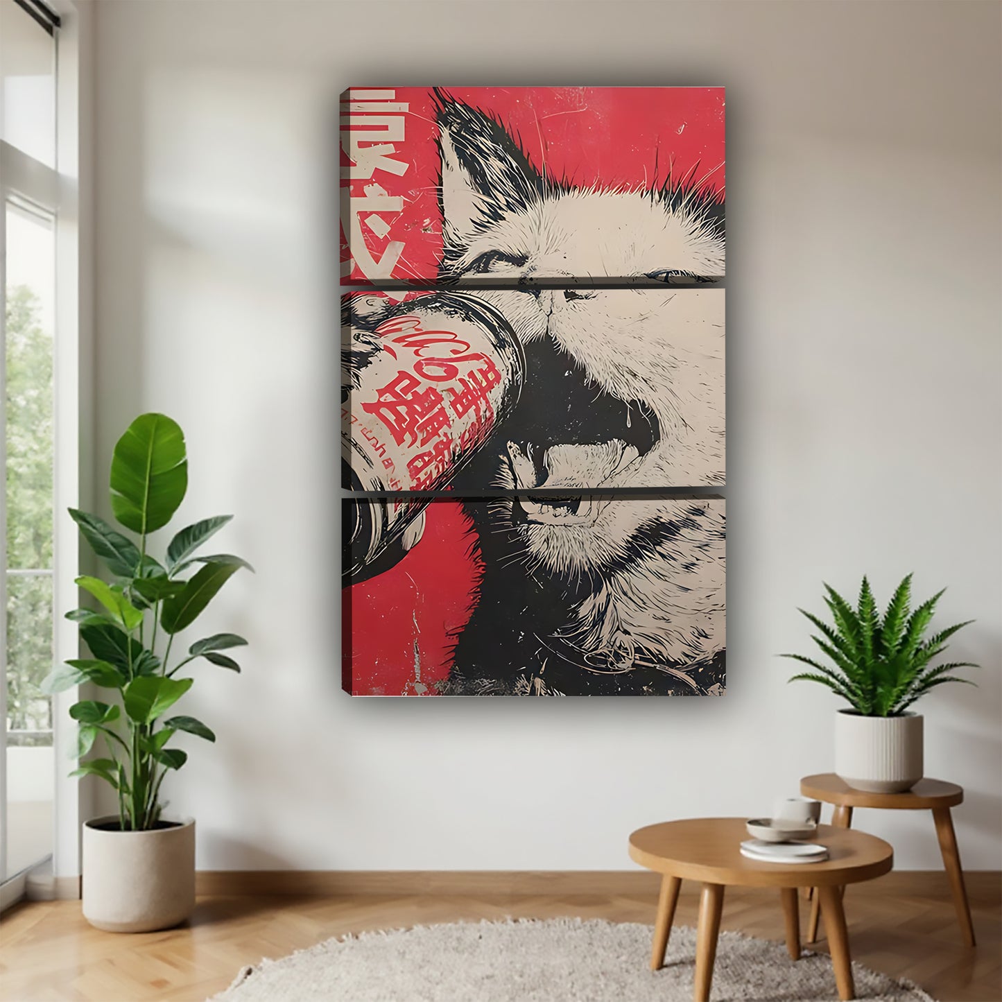 Banksy Style Yawning Cat Graffiti Art Print | Urban Street Art Wall Decor|Liberty Signs #L464