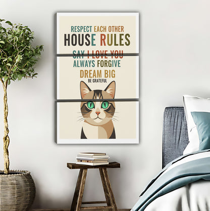 Cat Lover House Rules Wall Art - “Respect Each Other” Inspirational Print|Liberty Signs #L497