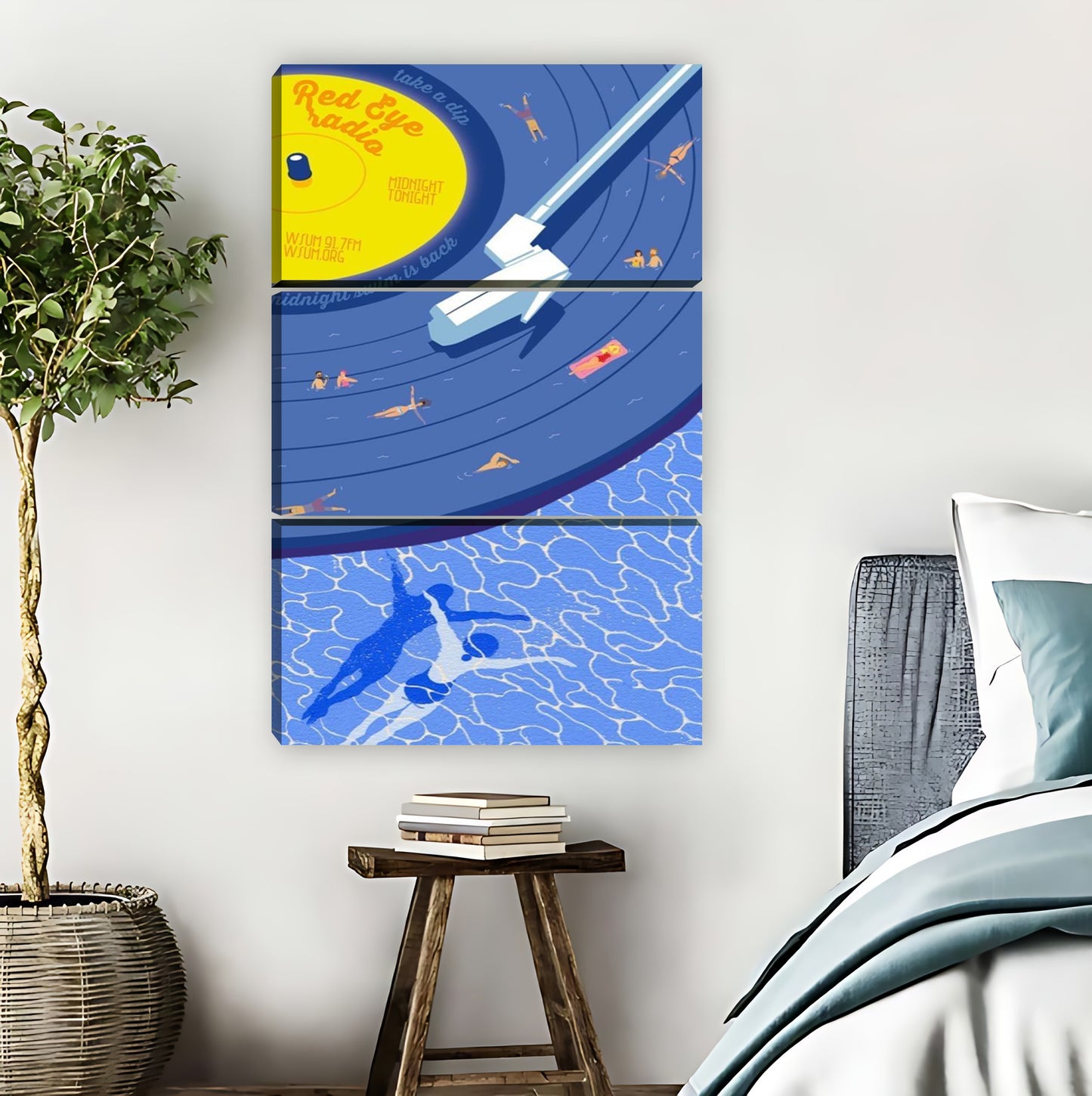 Retro Vinyl Record Surfing Illustration Wall Art|Liberty Signs #L858