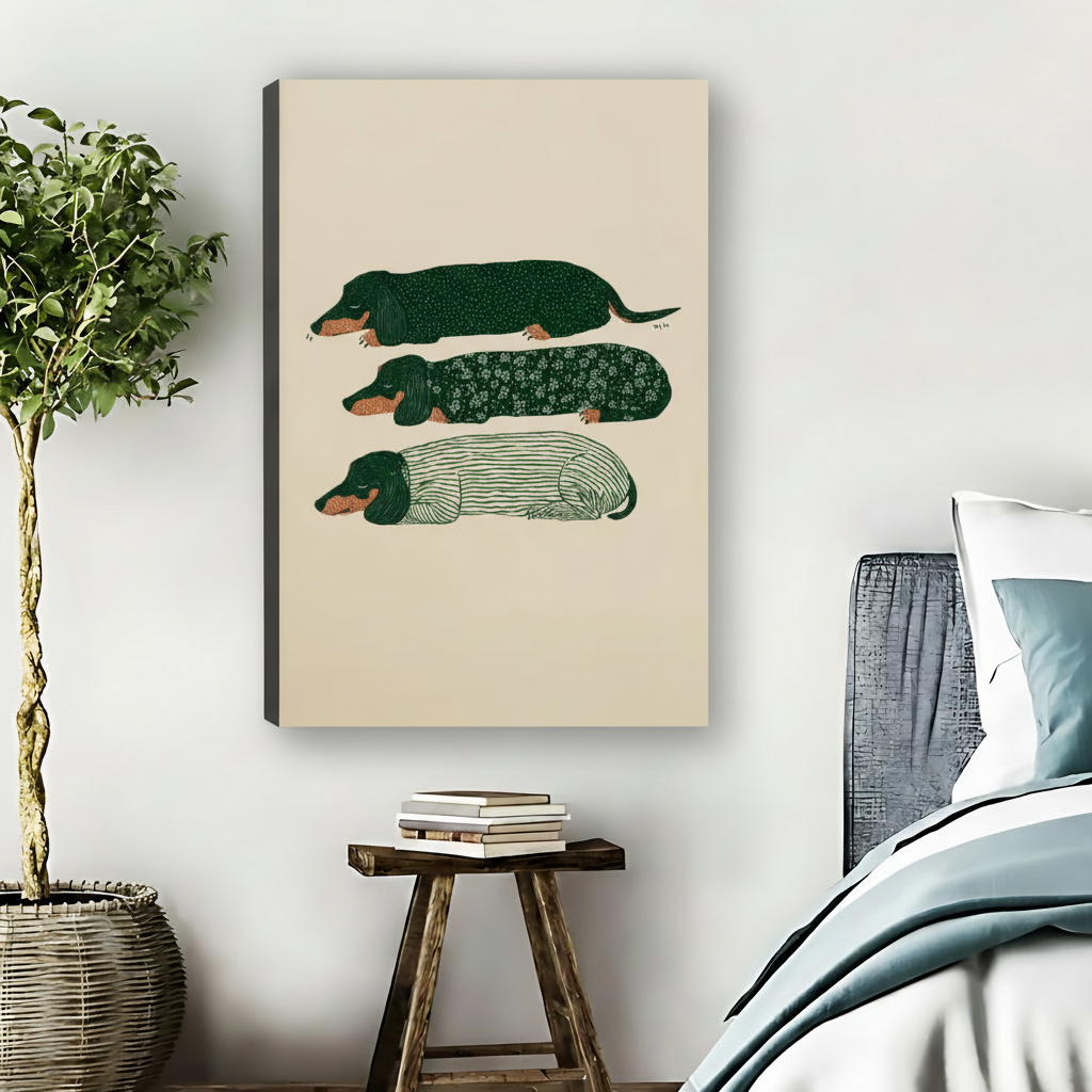 Stacked Dachshund Sweater Dogs Framed Canvas Wall Art|Liberty Signs #L1711