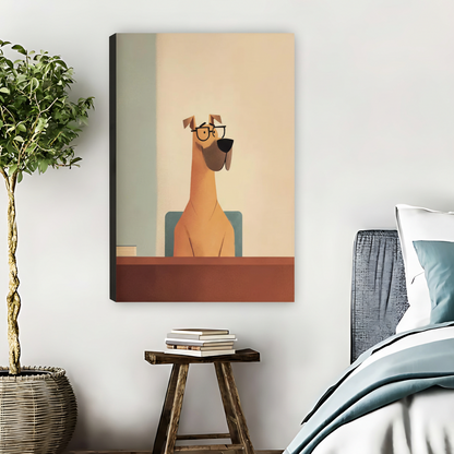 Funny Dog With Glasses Office Framed Canvas Wall Art|Liberty Signs #L1673