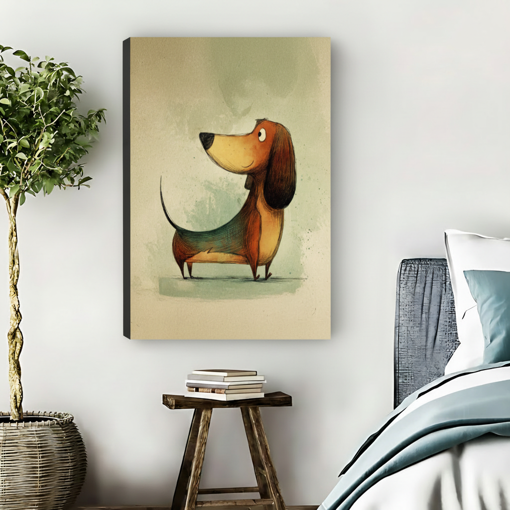 Cute Dachshund Framed Canvas Wall Art Print|Liberty Signs#L1771