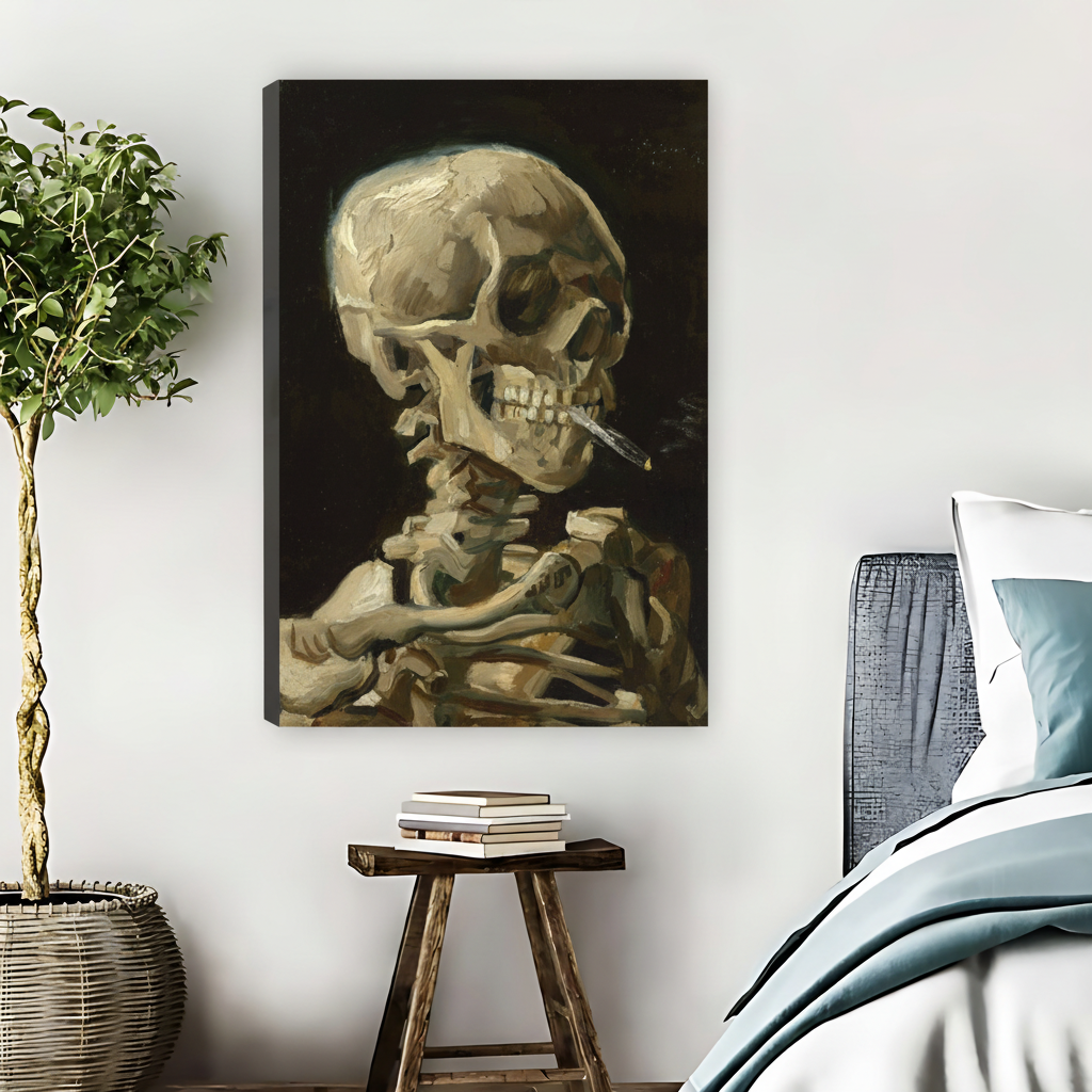 Van Gogh Skull Smoking Cigarette Classic Oil Painting Canvas Art|Liberty Signs #L1664