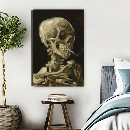 Van Gogh Skull Smoking Cigarette Classic Oil Painting Canvas Art|Liberty Signs #L1664