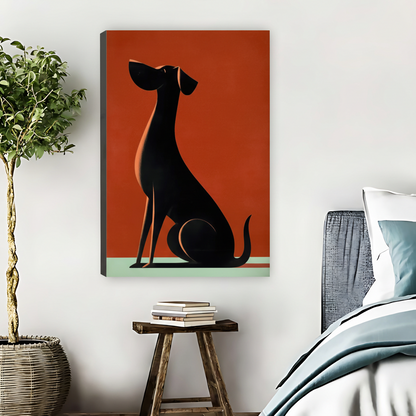 Minimalist Black Dog Silhouette Retro Framed Canvas Wall Art|Liberty Signs #L1674