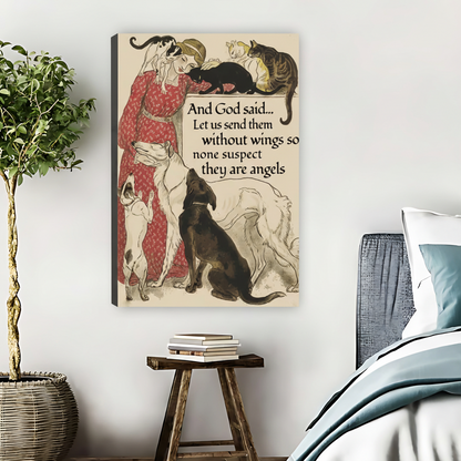 And God Said They Are Angels Vintage Pet Framed Canvas Art|Liberty Signs #L1665