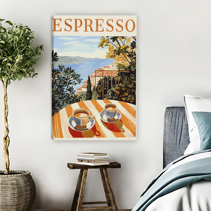 Espresso Italian Coastal Vintage Poster Framed Canvas Art| Liberty Signs #L1648