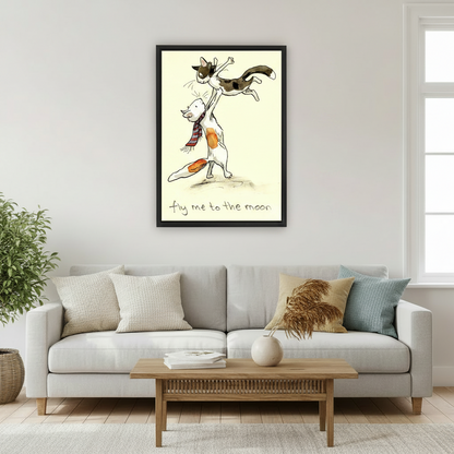 Funny Cat Wall Art Framed Canvas Print l2034