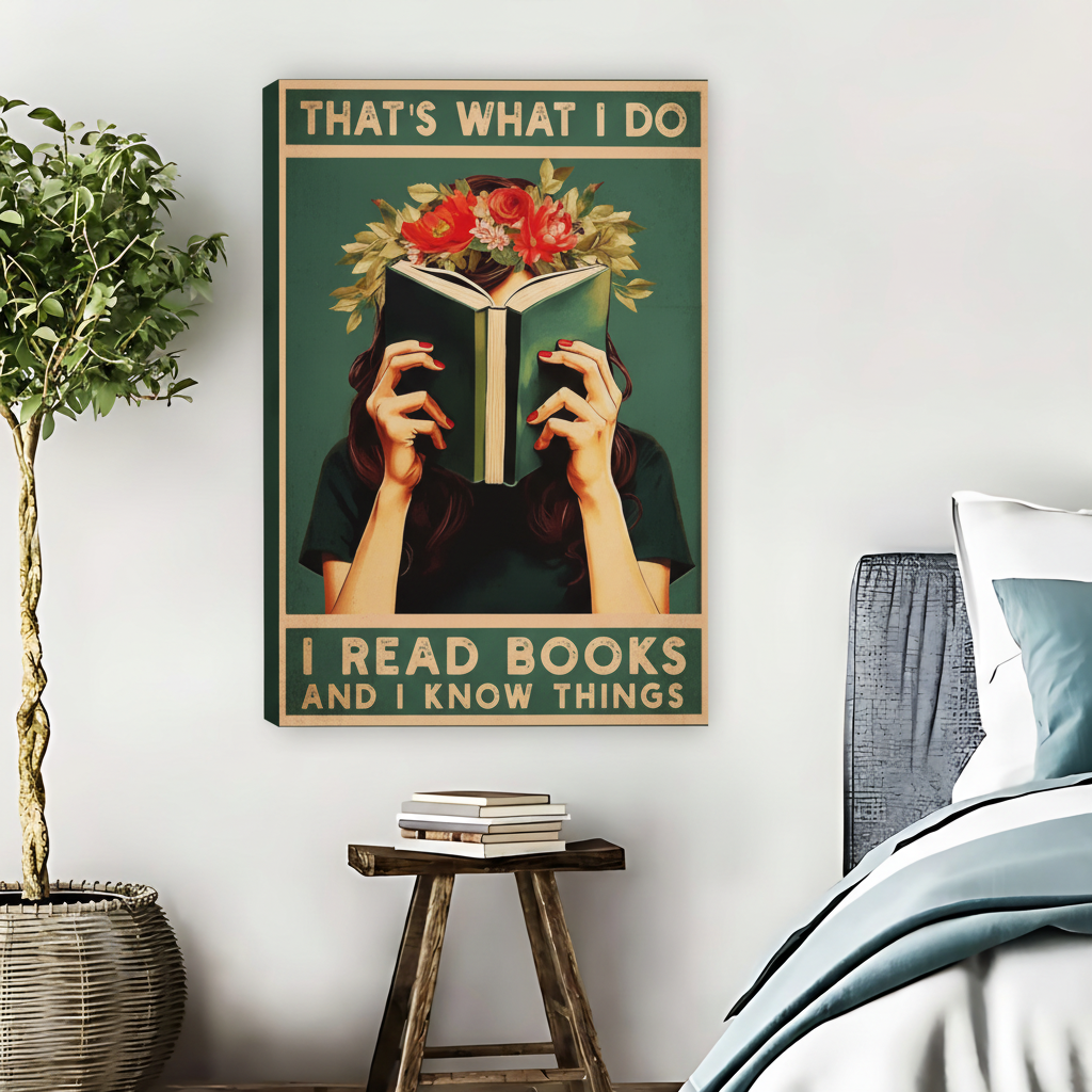 Read Books And I Know Things Framed Canvas Art| Liberty Signs #L1645