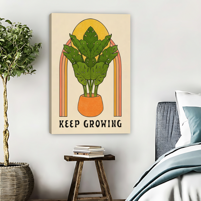 Keep Growing Retro Monstera Plant Framed Canvas Art| Liberty Signs #L1647