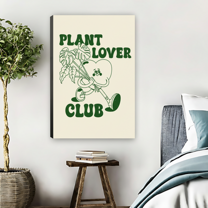 Plant Lover Club Retro Groovy Cartoon Framed Canvas Art|Liberty Signs #L1661