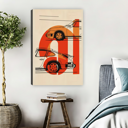 Porsche 911 Retro Minimalist Car Poster Framed Canvas Art| Liberty Signs #L1652