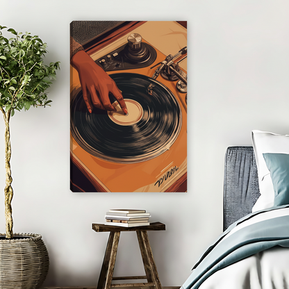 Retro Vinyl Record Turntable Framed Canvas Wall Art| Liberty Signs #L1644
