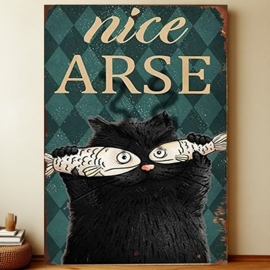 8x12 Cute Cat Metal Sign – Retro Tin Wall Art for Cat Lovers & Kitchens | Liberty Signs #2011