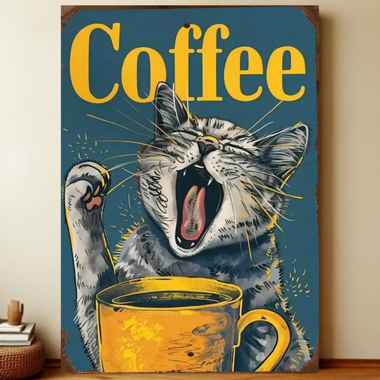 8x12 Cute Cat Metal Sign – Retro Tin Wall Art for Cat Lovers & Kitchens | Liberty Signs #2015