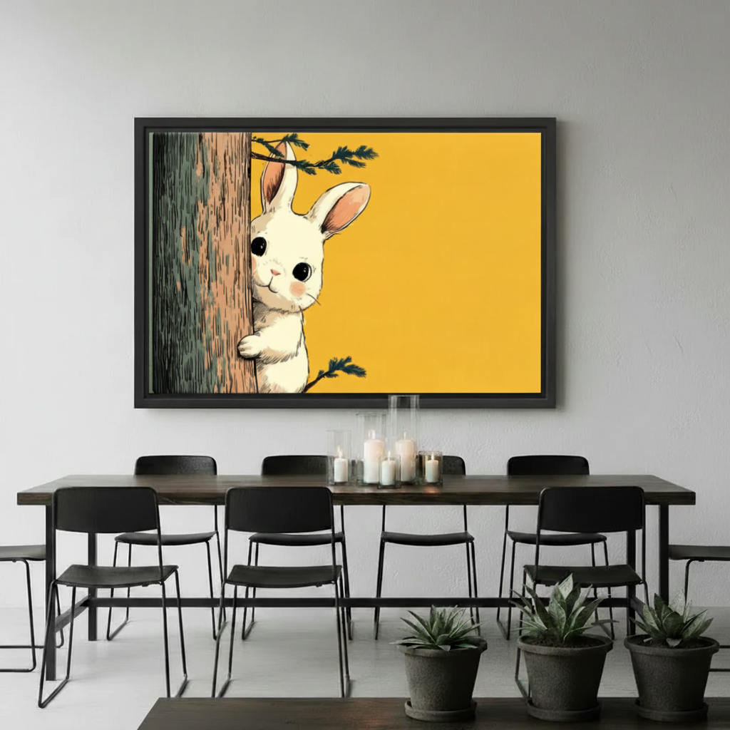 Peek-a-Boo Bunny Cute Animal Wall Art Print l1998
