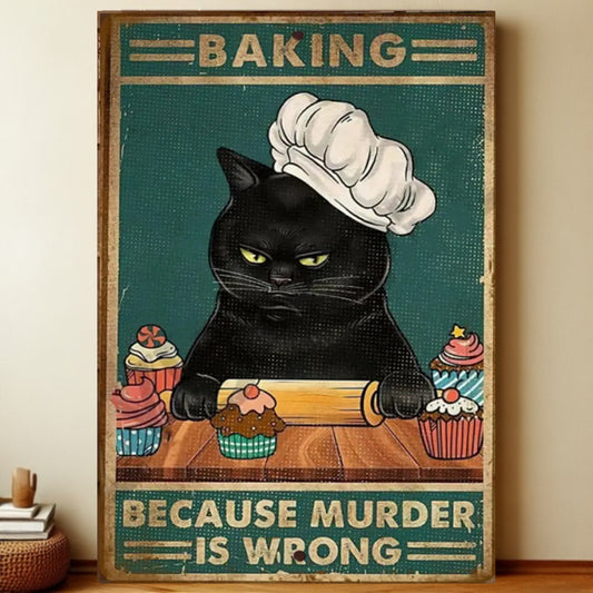 8x12 Cute Cat Metal Sign – Retro Tin Wall Art for Cat Lovers & Kitchens | Liberty Signs #2040
