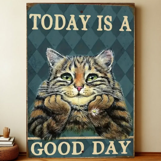8x12 Cute Cat Metal Sign – Retro Tin Wall Art for Cat Lovers & Kitchens | Liberty Signs #2041