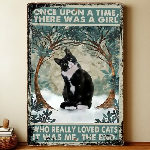 8x12 Cute Cat Metal Sign – Retro Tin Wall Art for Cat Lovers & Kitchens | Liberty Signs #2201