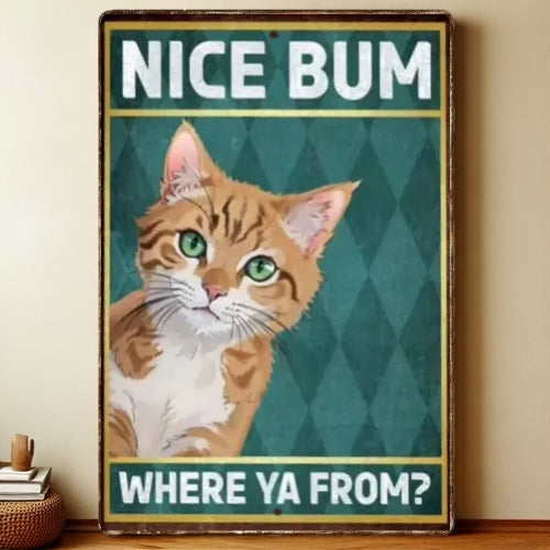 8x12 Cute Cat Metal Sign – Retro Tin Wall Art for Cat Lovers & Kitchens | Liberty Signs #2206