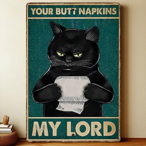 8x12 Cute Cat Metal Sign – Retro Tin Wall Art for Cat Lovers & Kitchens | Liberty Signs #2212