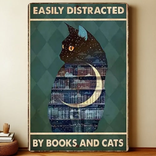 8x12 Cute Cat Metal Sign – Retro Tin Wall Art for Cat Lovers & Kitchens | Liberty Signs #2214