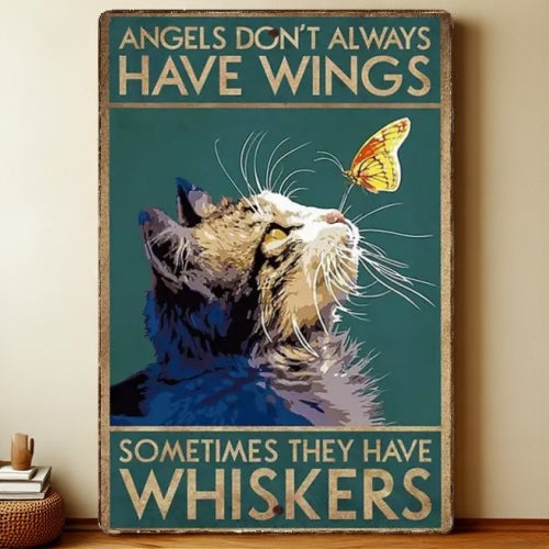 8x12 Cute Cat Metal Sign – Retro Tin Wall Art for Cat Lovers & Kitchens | Liberty Signs #2221