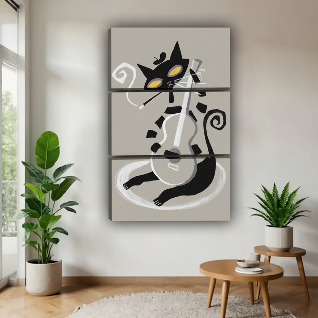 Black Cat Playing Guitar Wall Art Print|Liberty Signs #L647