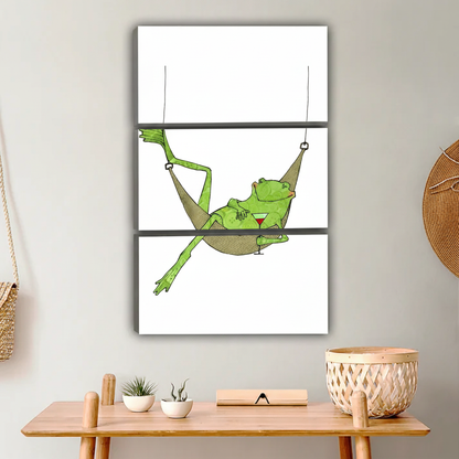 Relaxing Frog in Hammock Wall Art - Funny Animal Canvas Print|Liberty Signs #L641