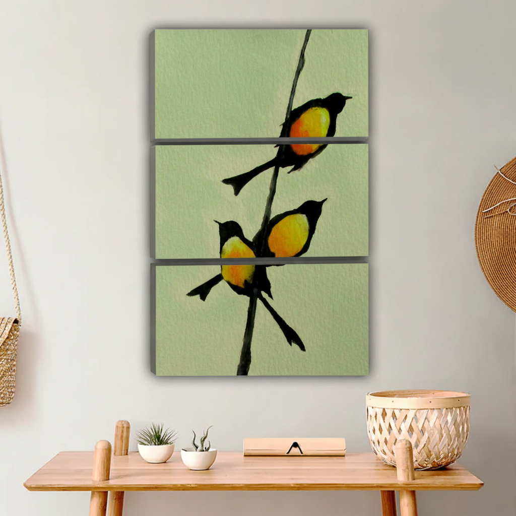 Three Birds on Branch Wall Art - Minimalist Nature Print|Liberty Signs #L630