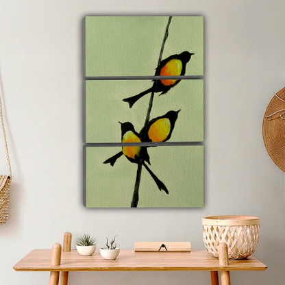 Three Birds on Branch Wall Art - Minimalist Nature Print|Liberty Signs #L630