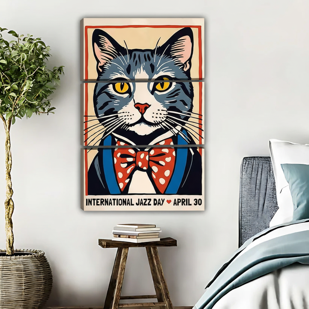Jazz Cat Art Print - International Jazz Day Vintage Poster|Liberty Signs #L448