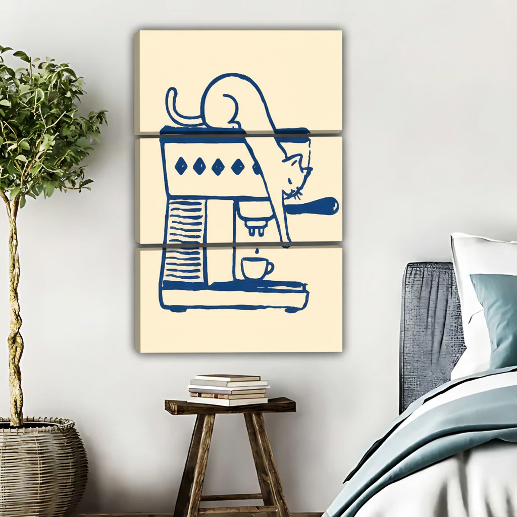 Coffee Machine Line Art Print - Minimalist Kitchen Wall Decor|Liberty Signs #L432