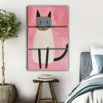 Siamese Cat Wall Art - Pink Minimalist Animal Poster|Liberty Signs #L470