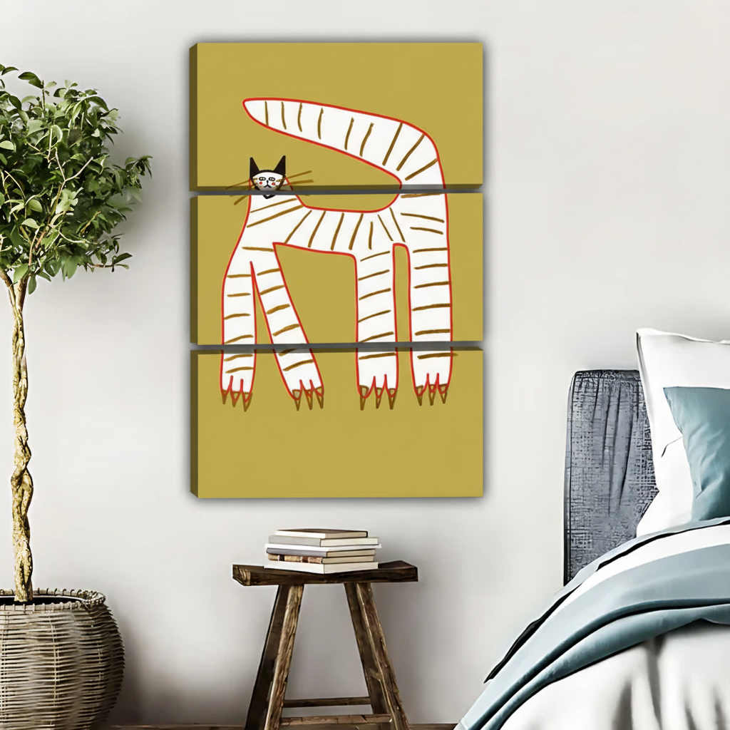 Striped Cat Wall Art - Minimalist Animal Canvas Print|Liberty Signs #L536
