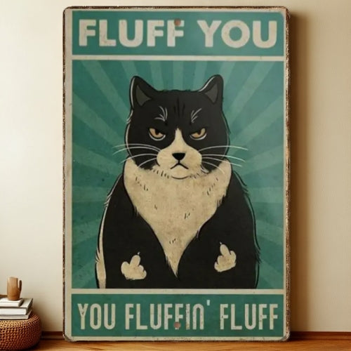 8x12 Cute Cat Metal Sign – Retro Tin Wall Art for Cat Lovers & Kitchens | Liberty Signs #2224