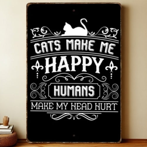 8x12 Cute Cat Metal Sign – Retro Tin Wall Art for Cat Lovers & Kitchens | Liberty Signs #2225