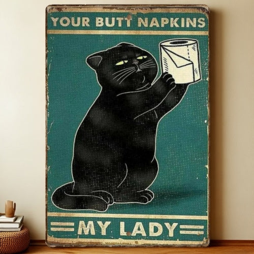 8x12 Cute Cat Metal Sign – Retro Tin Wall Art for Cat Lovers & Kitchens | Liberty Signs #2226