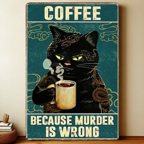 8x12 Cute Cat Metal Sign – Retro Tin Wall Art for Cat Lovers & Kitchens | Liberty Signs #2227
