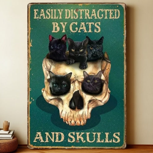 8x12 Cute Cat Metal Sign – Retro Tin Wall Art for Cat Lovers & Kitchens | Liberty Signs #2228