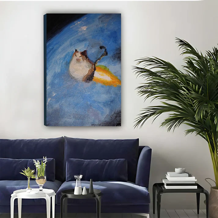 Space Cat on a Rocket — Funny Galaxy Wall Art Print| Liberty Signs#L956