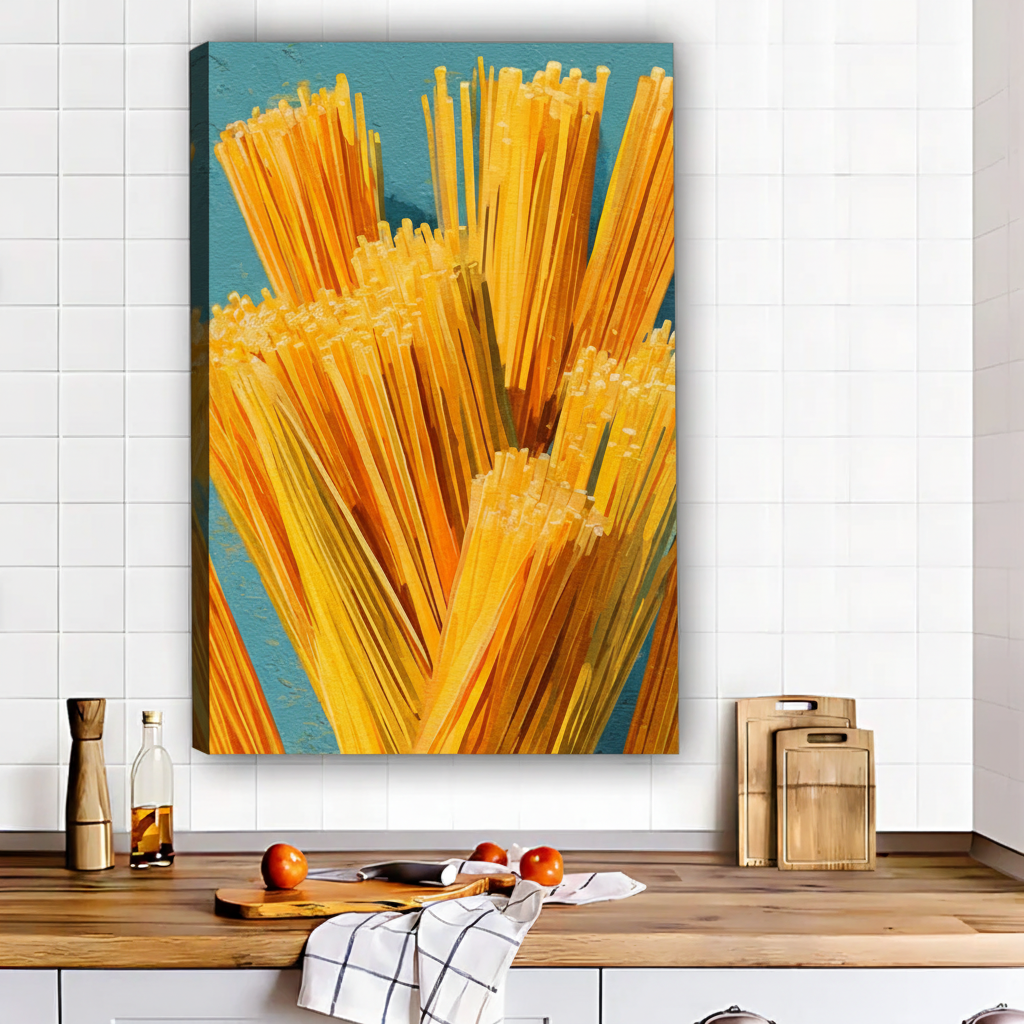 Golden Pasta Art Print - Modern Kitchen Wall Decor|Liberty Signs #L488