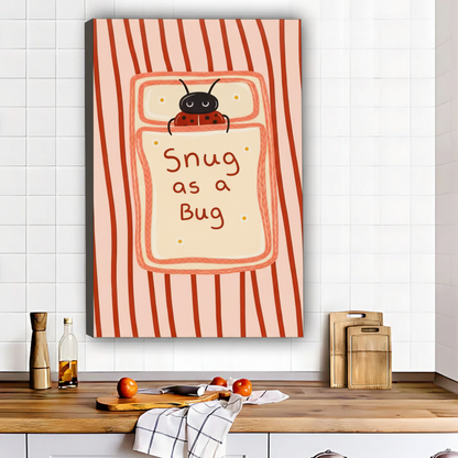 Cozy "Snug as a Bug" Illustration - Retro Pink & Orange Ladybug Print|Liberty Signs #L548